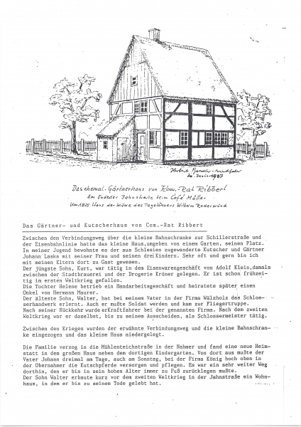 Das ehemalige Gärtnerhaus von Kom.-Rat Ribbert