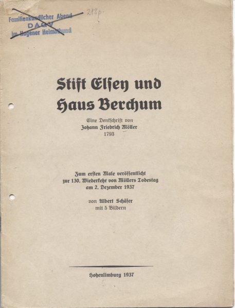 Stift Elsey und Haus Berchum, Hohenlimburg 1937