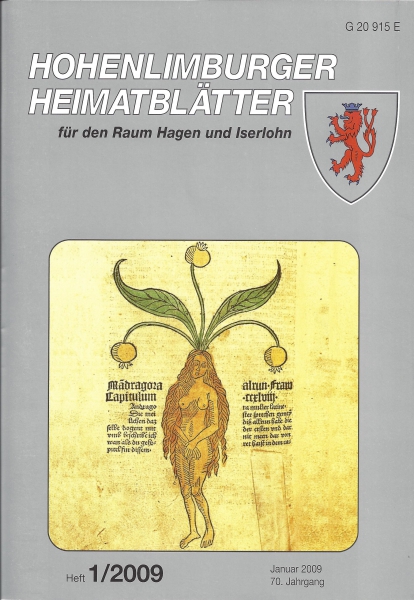 2009 01 Abbildung einer weiblichen Alraune aus dem "Hortus sanitatis" des Johann von Cube in dem Kräuterbuch von 1485 im Burgarchiv zu Iserlohn. Sammlung W. Bleicher