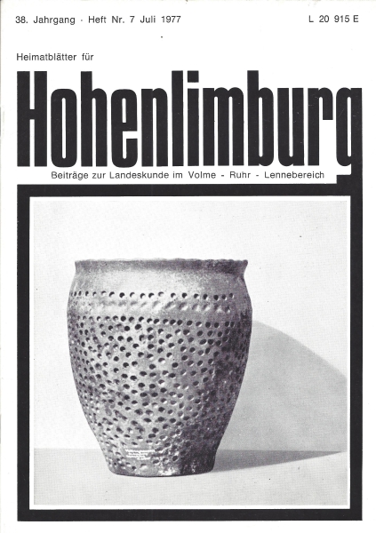 1977 07 Das erste rekonstruierte Irdenwaregefäß des Hönnetals. Foto: W. Bleicher 1977