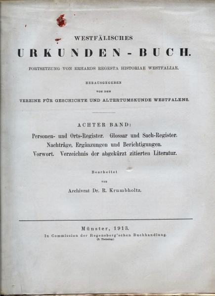 Westfälisches Urkunden-Buch. Achter Band, 1913