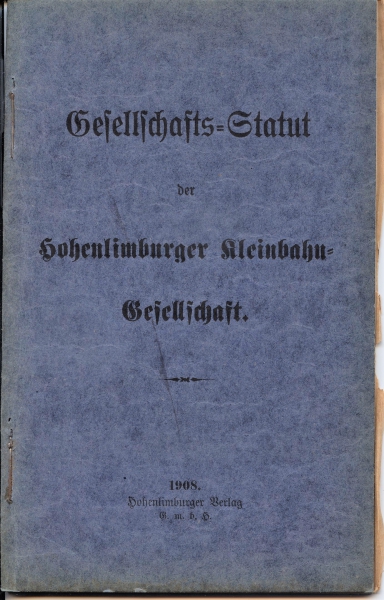 Gesellschafts-Statut der Hohenlimburger Kleinbahn Gesellschaft, 1908