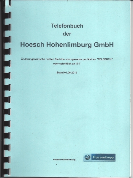 Telefonbuch der Hoesch Hohenlimburg GmbH