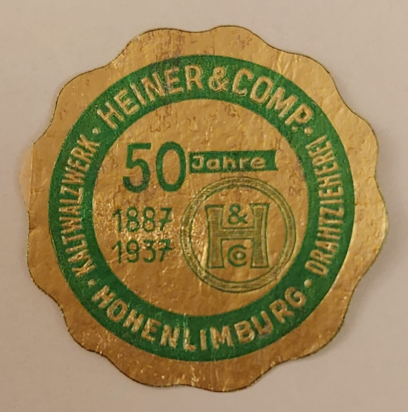 Aufkleber 50 Jahre Heiner & Comp.