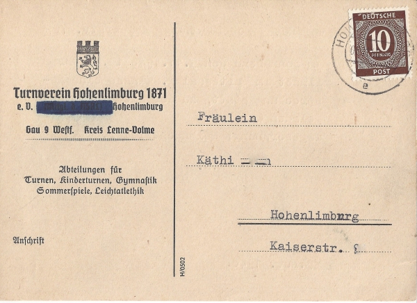 Turnverein Hohenlimburg 1871 e.V. - Postkarte