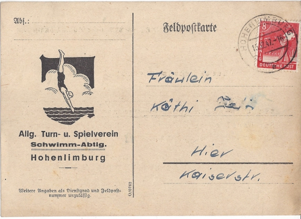 Allg. Turn- u. Spielverein Hohenlimburg - Schwimm-Abtlg. - Postkarte