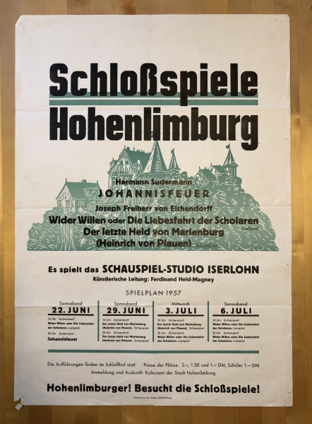 Plakat Schlossspiele Hohenlimburg 1957