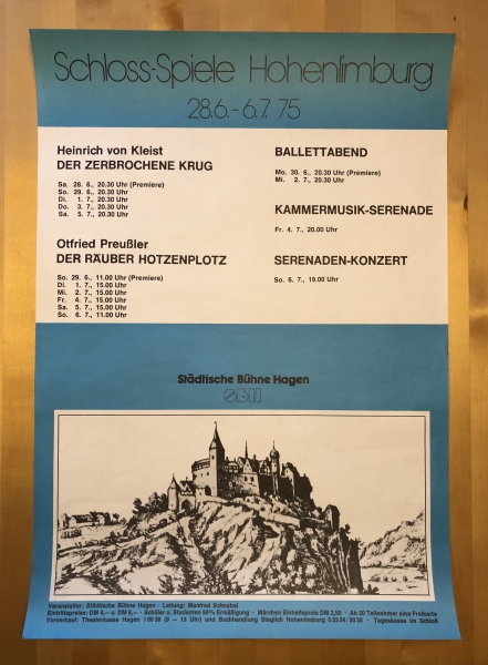 Plakat Schlossspiele Hohenlimburg 1975